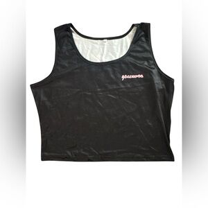 SHEIN Black Sleeveless Crop Top with Pink Detail